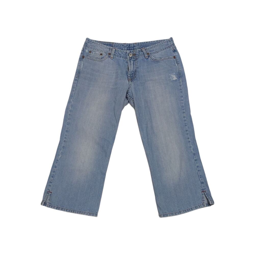 Vintage Lucky Brand Dungarees Savy Jynx Crop Denim Capri Jeans Light Wash Blue